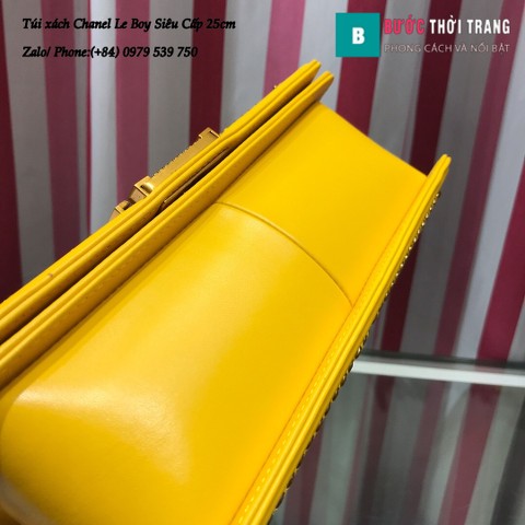 Túi xách Chanel Boy viền xích siêu cấp da trăn 25cm màu vàng đỏ - A67086