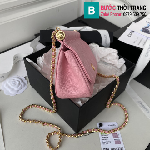 Túi đeo chéo Chanel siêu cấp mini da bê màu hồng size 17.5cm