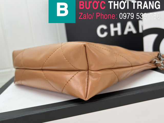 Túi xách Chanel small siêu cấp da bê màu nâu đồng size 25cm 