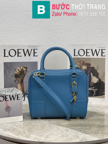 Túi xách Loewe Amazono siêu cấp da bê màu xanh đậm size 19cm