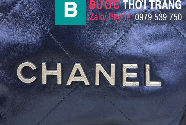 Túi xách Chanel small siêu cấp da bê màu xanh size 25cm 