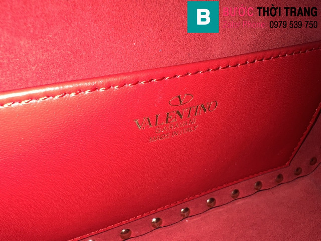 Túi xách Valentino Rockstud Spike siêu cấp da bê màu đỏ size 24cm
