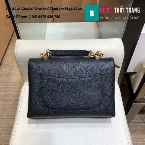Túi xách Chanel Grained Medium Flap Da bê Màu Đen 25cm - AS0305