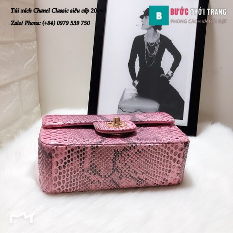 Túi Xách Chanel Classic siêu cấp da trăn size 20cm màu hồng - CF1116 