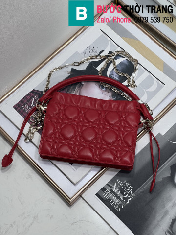 Túi xách Dior Lady siêu cấp da bê màu đỏ size 19cm