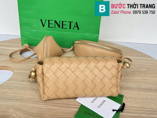 Túi xách Bottega Venetae cao cấp da bê màu nude size 18cm