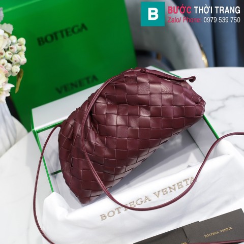 Túi xách Bottega Veneta the pouch cao cấp da bê màu tím size 23cm