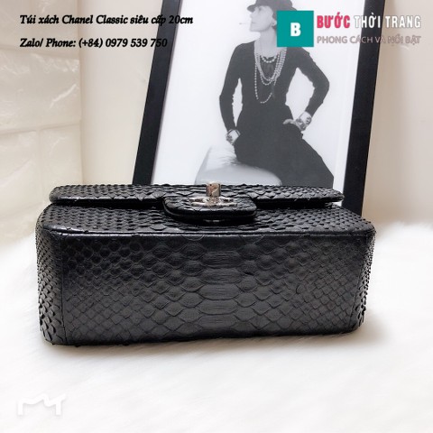 Túi Xách Chanel Classic siêu cấp da trăn size 20cm màu đen - CF1116