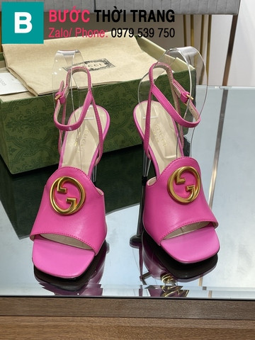 Giày cao gót gucci gót nhọn quai dây màu hồng búp bê