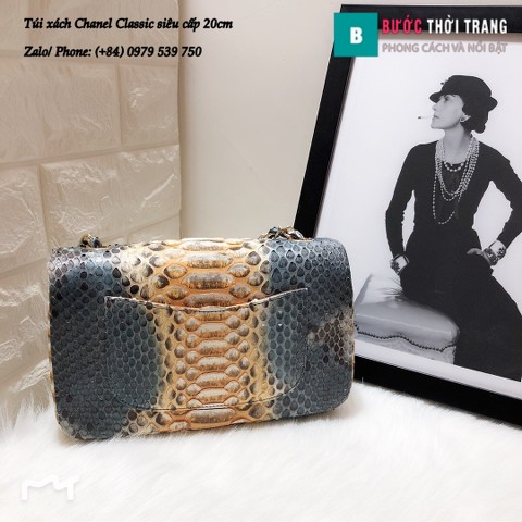 Túi Xách Chanel Classic siêu cấp da trăn size 20cm màu hoa văn 2 - CF1116