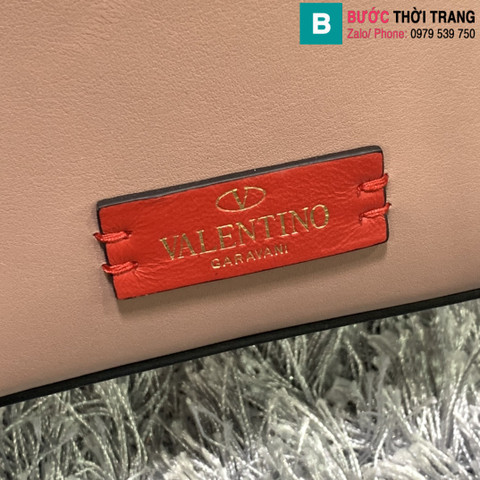 Túi xách Valentino siêu cấp da bê màu hồng nude size 15cm