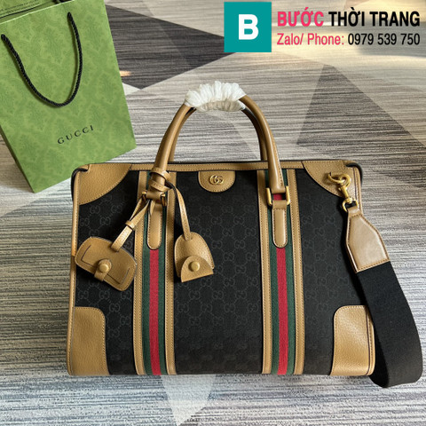 Túi xách Gucci Large Satchel Bag siêu cấp da bê màu đen nâu size 40cm