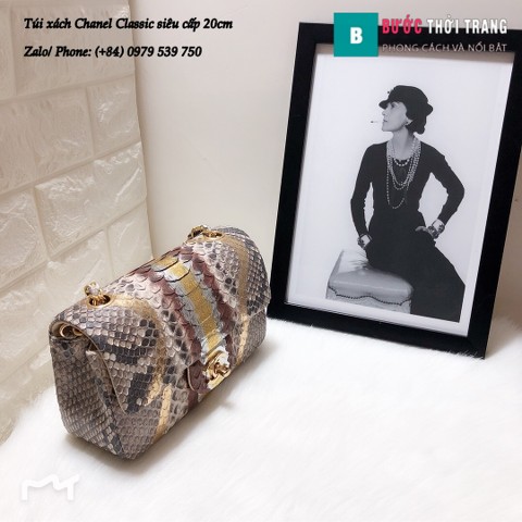 Túi Xách Chanel Classic siêu cấp da trăn size 20cm màu hoa văn 1 - CF1116 