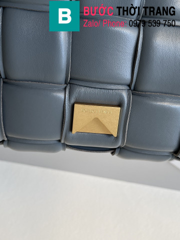 Túi xách Bottega Veneta Cassette bag cao cấp da bê màu xanh xám size 26cm