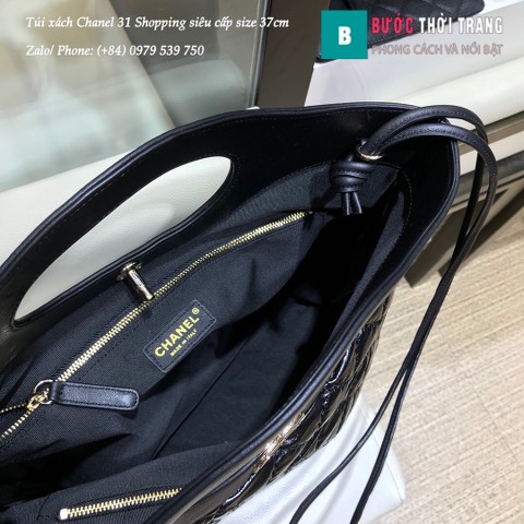 Túi xách Chanel 31 Shopping siêu cấp màu đen da nhám size 37cm - A57977