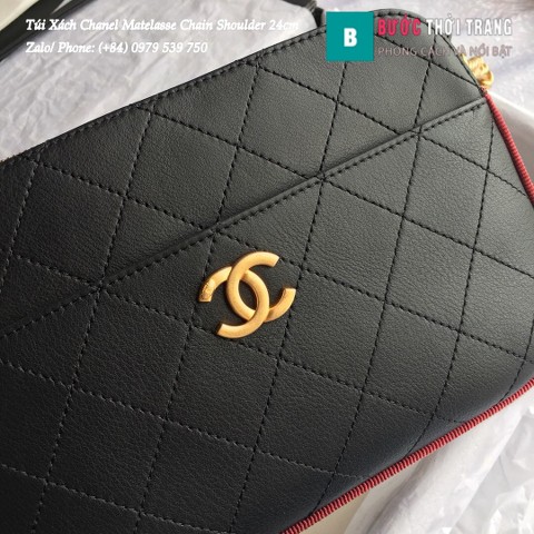 Túi Xách Chanel Matelasse Chain Shoulder siêu cấp màu đen 24cm - A57575