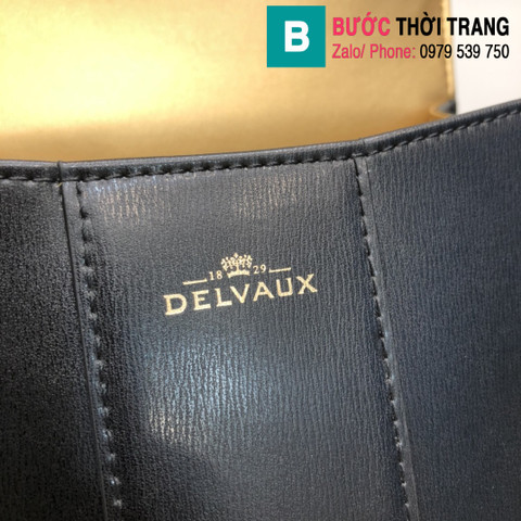 Túi xách Delvaux cao cấp da bê size 20cm màu đen