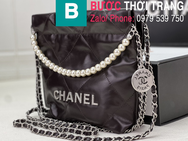 Túi xách Chanel small siêu cấp da bê màu nâu đậm size 25cm 