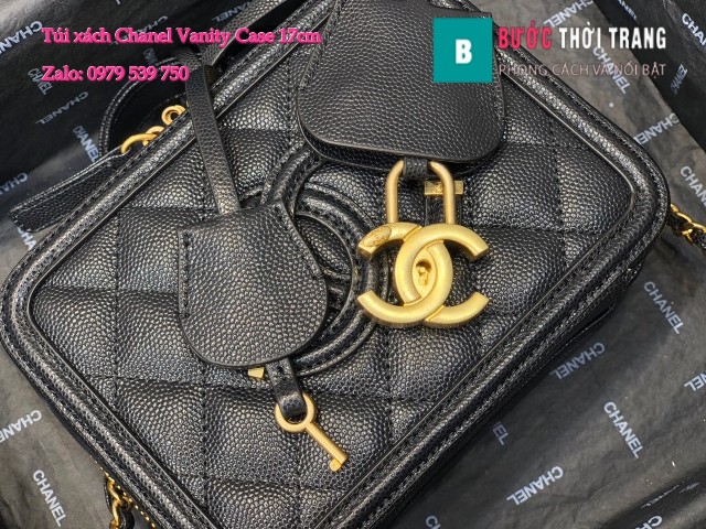 Túi xách Chanel Vanity Case siêu cấp màu đen 17 