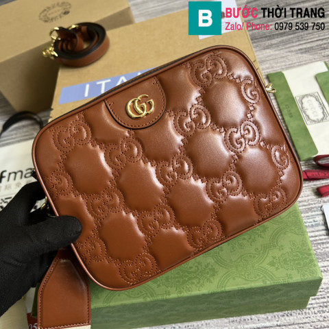 Túi xách Gucci Matelasse Leather Shoulder bag siêu cấp da bê màu nâu size 21.5cm