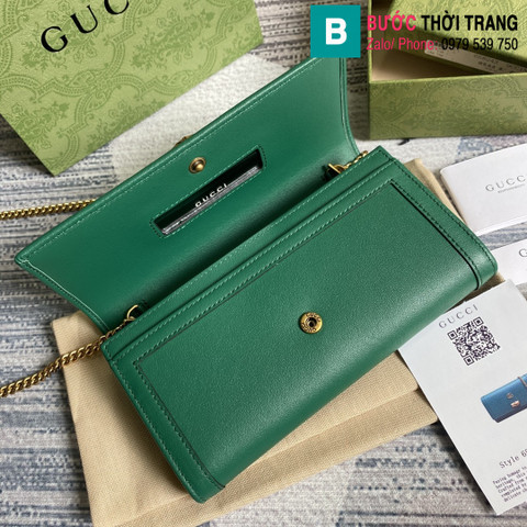 Túi Gucci Diana chain wallet siêu cấp da bê màu xanh đậm size 19cm