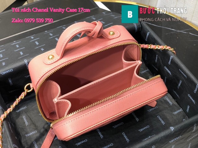 Túi xách Chanel Vanity Case siêu cấp màu hồng 21cm - A93342