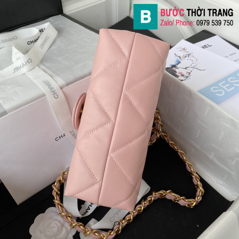 Túi xách Chanel small flap bag siêu cấp da bê màu hồng nhạt size 20.5cm - AS3498