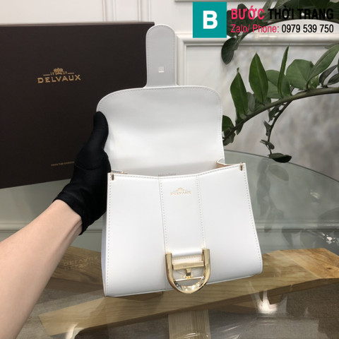 Túi xách Delvaux - Brillant cao cấp da bê size 20cm màu trắng