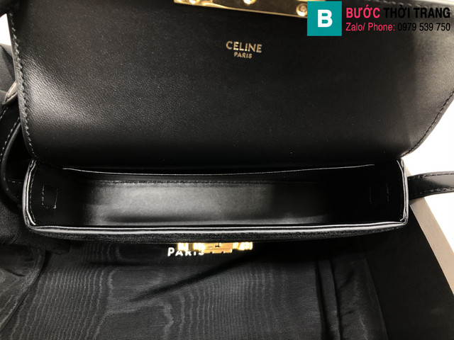 Túi xách Celine Triomphe Shoulder Bag siêu cấp canvas màu đen size 20cm