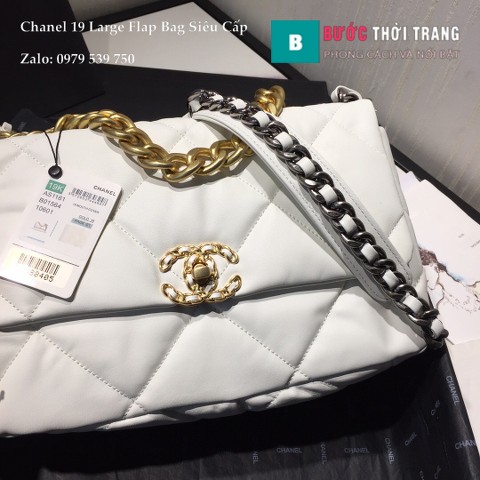 Chanel 19 Large Flap Bag Siêu Cấp Màu Trắng 30cm - AS1161