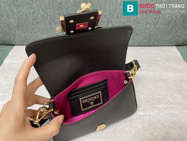 Túi xách Fendi x Versace Baguette siêu cấp da bê màu đen size 20cm
