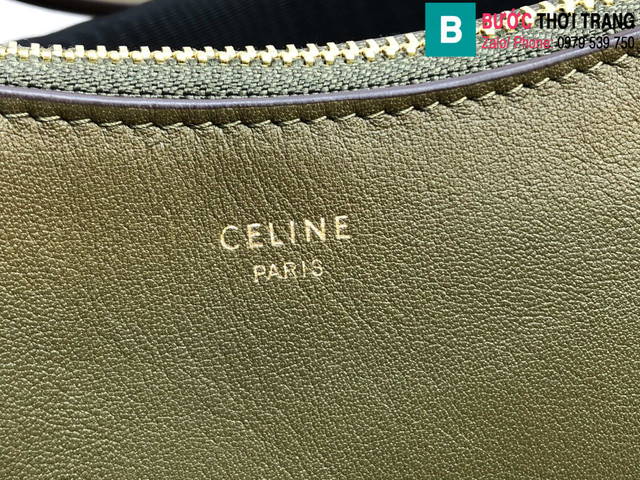Túi xách Celine Ava Strap siêu cấp da bê màu rêu size 24cm 