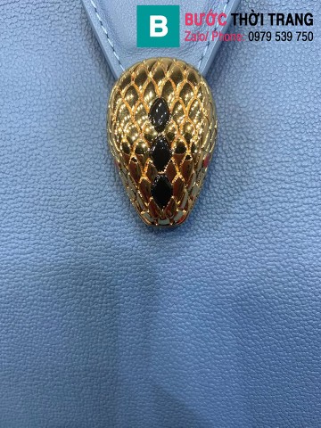 Túi xách Bvlgari Serpenti Ellipes siêu cấp da bê màu xanh size 25.5cm 