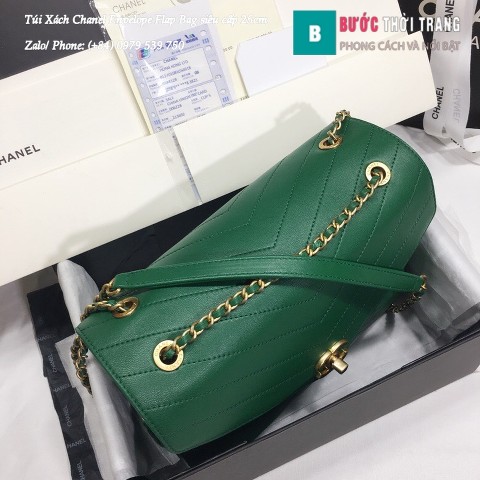 Túi Xách Chanel Envelope Flap Bag siêu cấp màu xanh lá 25cm - A57432