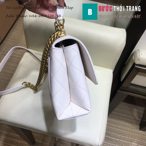 Túi xách Chanel Grained Medium Flap Da bê Màu Trắng 25cm - AS0305