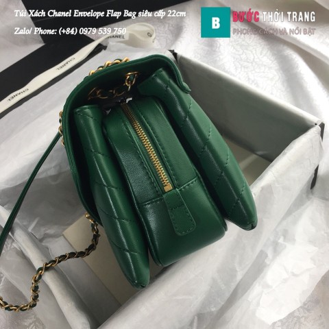 Túi Xách Chanel Envelope Flap Bag siêu cấp màu xanh lá 22cm - A57431