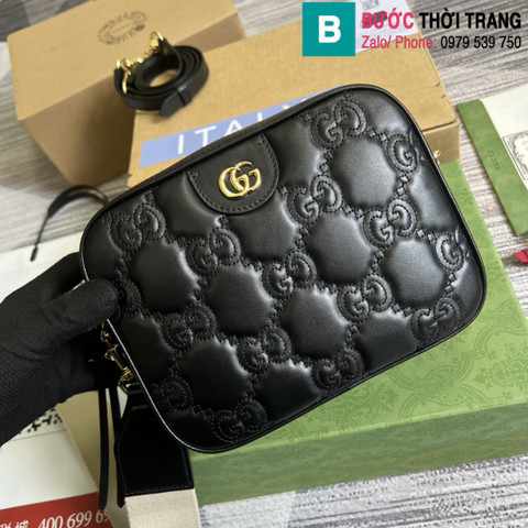 Túi xách Gucci Matelasse Leather Shoulder bag siêu cấp da bê màu đen size 21.5cm