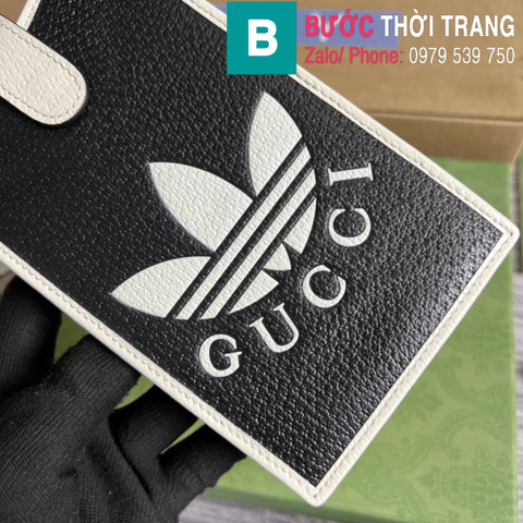 Túi đeo chéo Gucci Adidasx siêu cấp da bê màu đen size 10cm