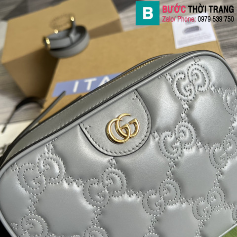 Túi xách Gucci Matelasse Leather Shoulder bag siêu cấp da bê màu xám size 21.5cm