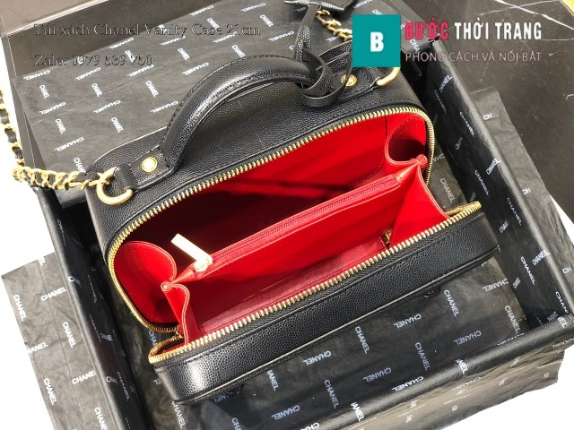 Túi xách Chanel Vanity Case siêu cấp màu đen 21cm - A93342