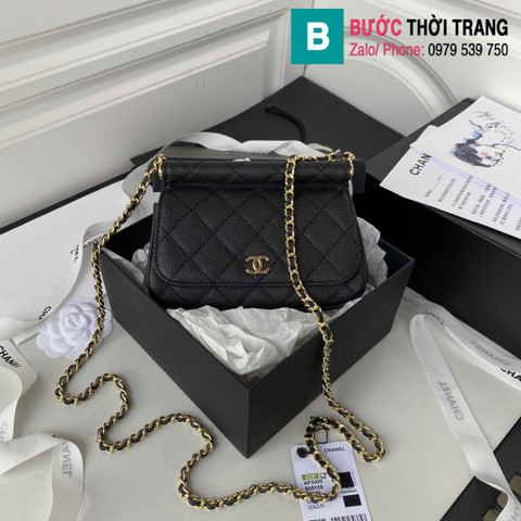 Túi đeo chéo Chanel siêu cấp mini da bê màu đen size 17.5cm