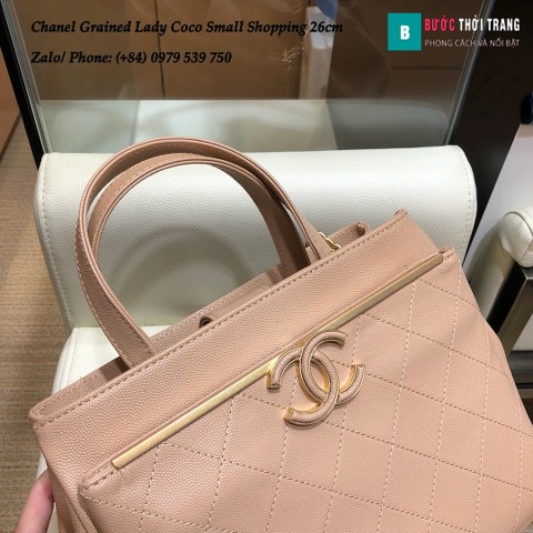 Túi Xách Chanel Grained Lady Coco Small Shopping Màu Hồng 26cm - A57563