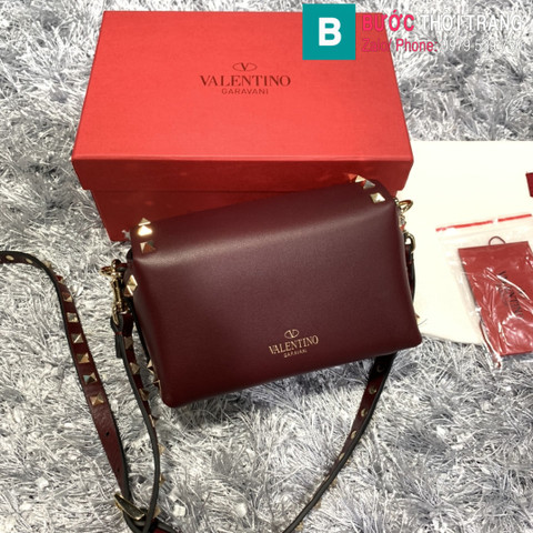 Túi xách Valentino siêu cấp da bê màu đỏ thẫm size 16.5cm