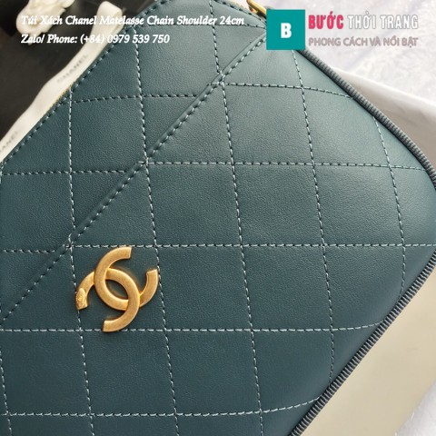 Túi Xách Chanel Matelasse Chain Shoulder siêu cấp màu xanh 24cm - A57575 
