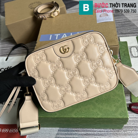 Túi xách Gucci Matelasse Leather Shoulder bag siêu cấp da bê màu hồng size 21.5cm