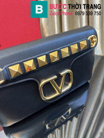 Túi xách Valentino Garavani Stud Sign siêu cấp da bê màu đen size 28cm 