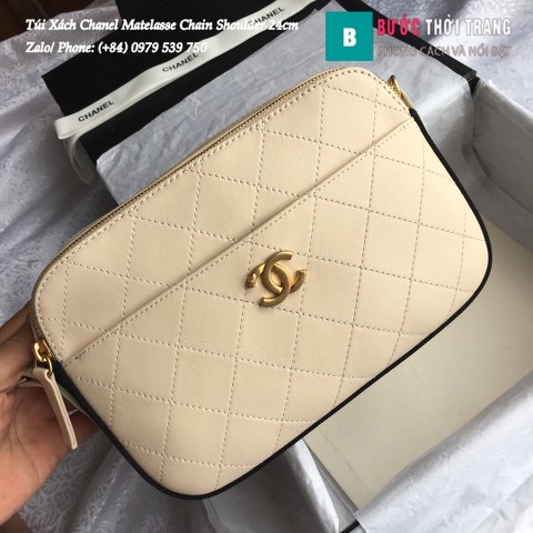 Túi Xách Chanel Matelasse Chain Shoulder siêu cấp màu sữa 24cm - A57575