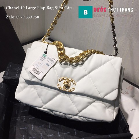 Chanel 19 Large Flap Bag Siêu Cấp Màu Trắng 30cm - AS1161