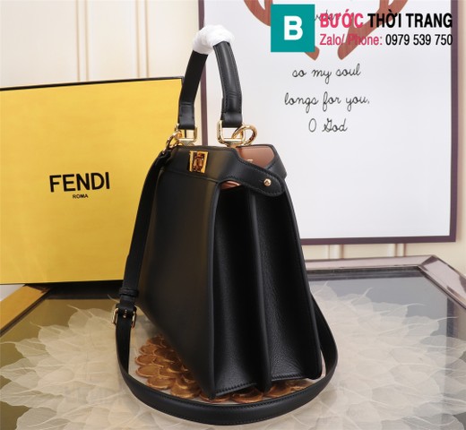 Túi xách Fendi peekaboo siêu cấp da bê màu đen size 33cm