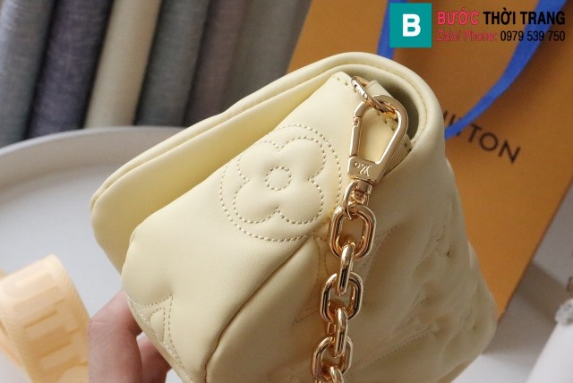 Túi xách Louis Vuitton Bubblegram cao cấp da bê màu trắng ngà size 20cm